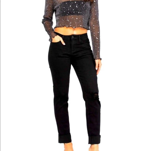 Judy Blue Denim - Last 1! judy blue black mid-rise destroyed slim fit jeans! Size 24
